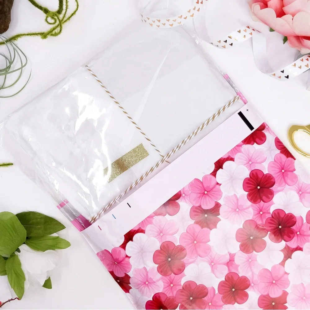(20) 10x13 Hibiscus Floral Poly Mailers